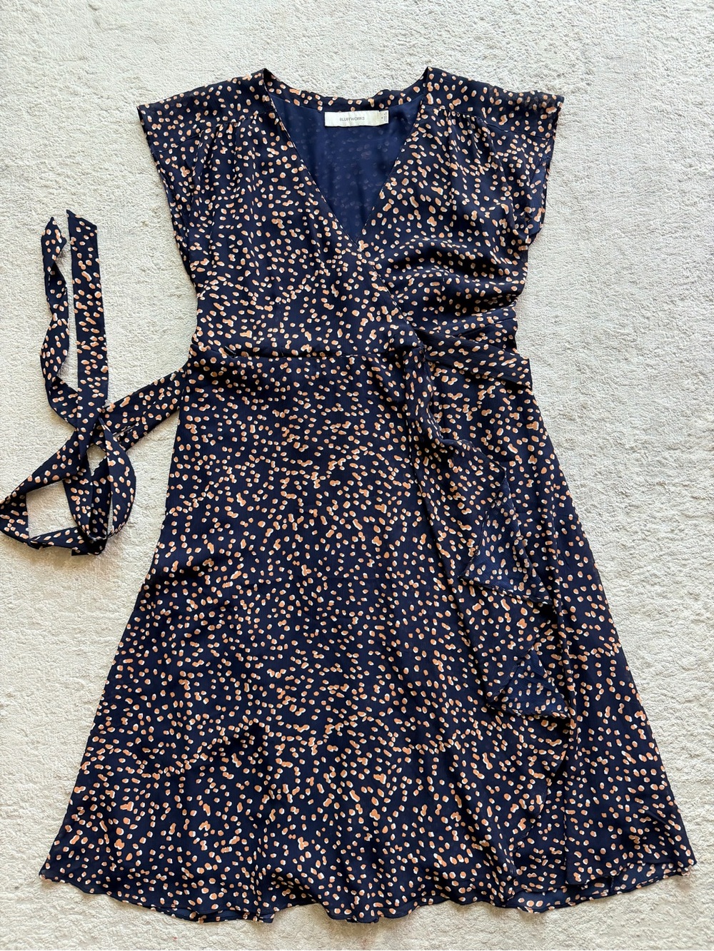 Bluffworks Aries Navy Polka Wrap Dress Sz 8 NWOT